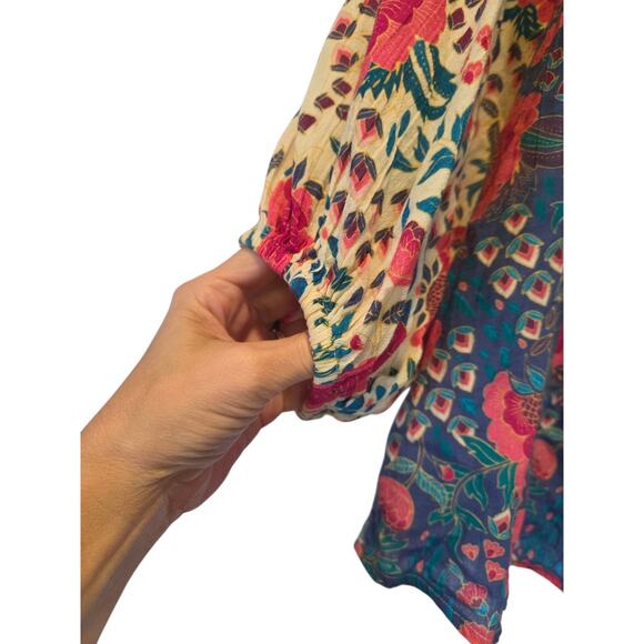 Sundance Dream Keeper Boho Floral Colorful Peasant Blouse Roses 100% Cotton XXL - Picture 6 of 12